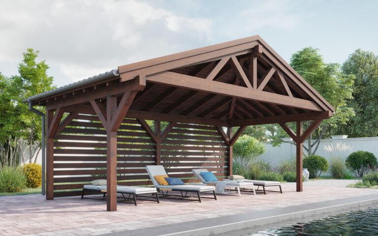 Massgeschneiderter Doppelcarport aus Holz mit zusätzlichem Stauraum