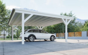 Seitenansicht Doppelcarport mit Flachdach