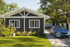 Holzhaus mit Mini Elementen 68 Rückansicht